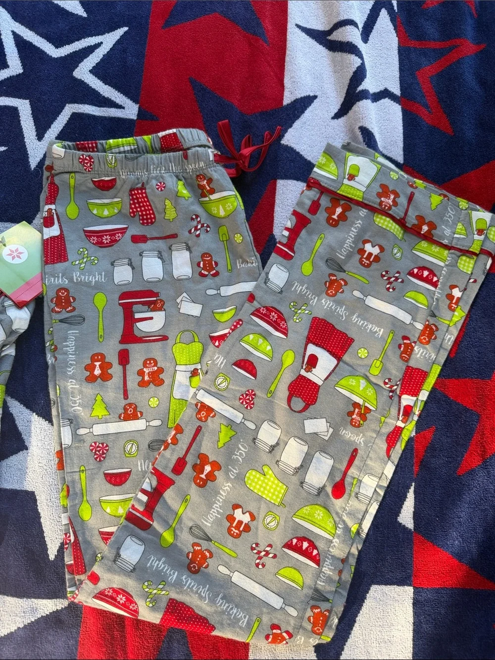 Cute Holiday Baking Pajama Set - Gray with Red & Green